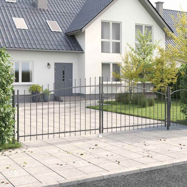 Двойна порта с заключване Woerden Сив 400 x 174,5 см Стомана