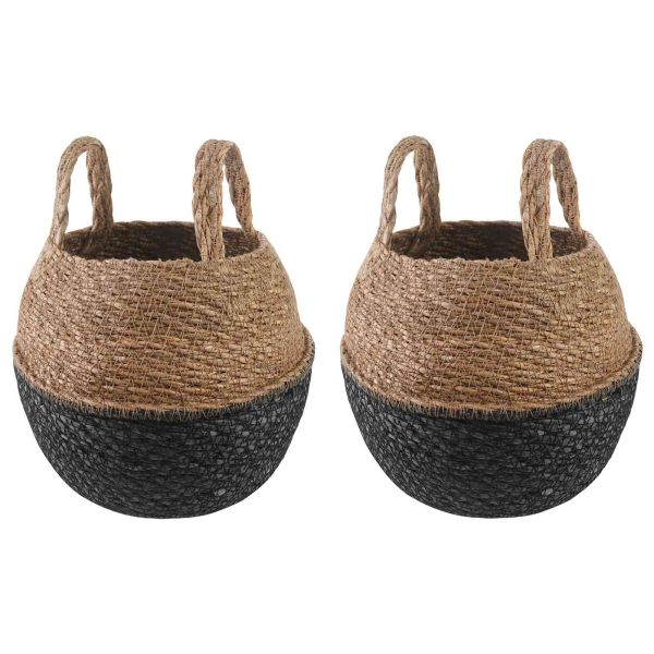 Саксия за растения с дръжки 2 pcs Черно Ø 22 x 20 см