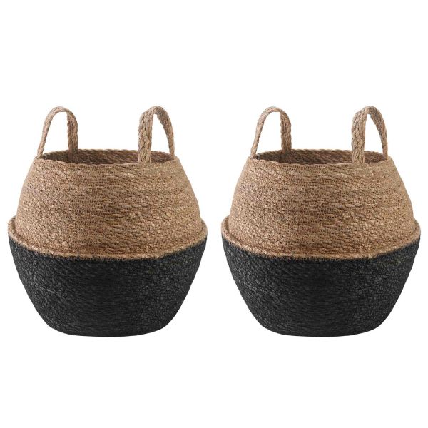 Саксия за растения с дръжки 2 pcs Черно Ø 32 x 32 см