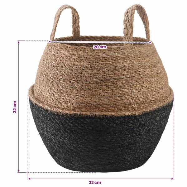 Саксия за растения с дръжки 2 pcs Черно Ø 32 x 32 см