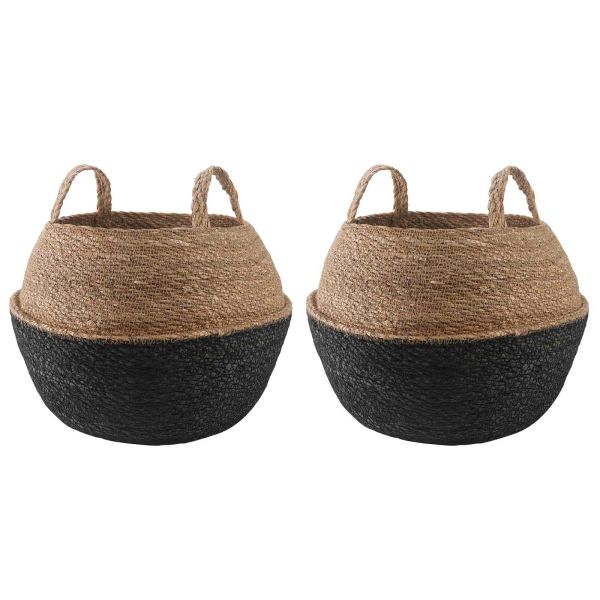 Саксия за растения с дръжки 2 pcs Черно Ø 45 x 36 см