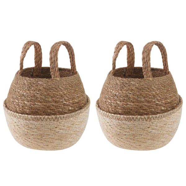 Саксия за растения с дръжки 2 pcs Бяло Ø 22 x 20 см