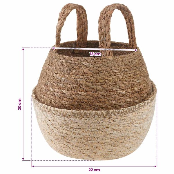 Саксия за растения с дръжки 2 pcs Бяло Ø 22 x 20 см