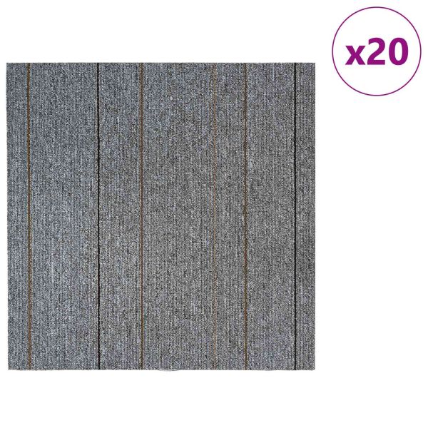 Килимна плочка Светлосиво на ивици 50 x 50 cm 20 pcs ПП и Битум