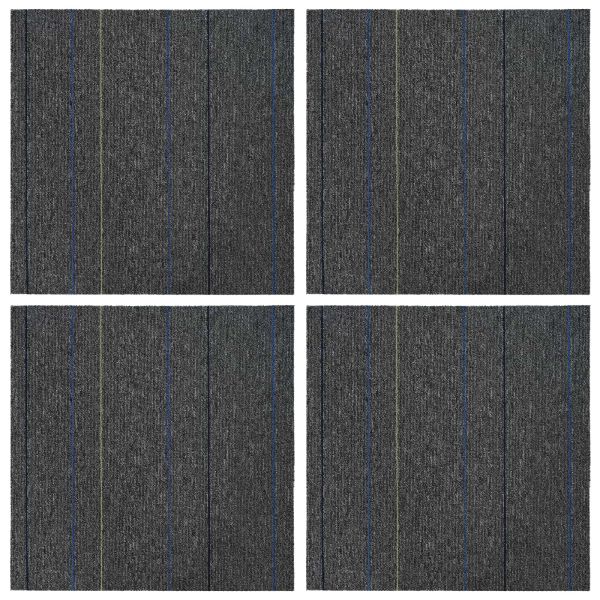Килимна плочка Средно сиво с ивици 50 x 50 cm 4 pcs ПП и Битум