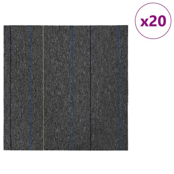 Килимна плочка Средно сиво с ивици 50 x 50 cm 20 pcs ПП и Битум