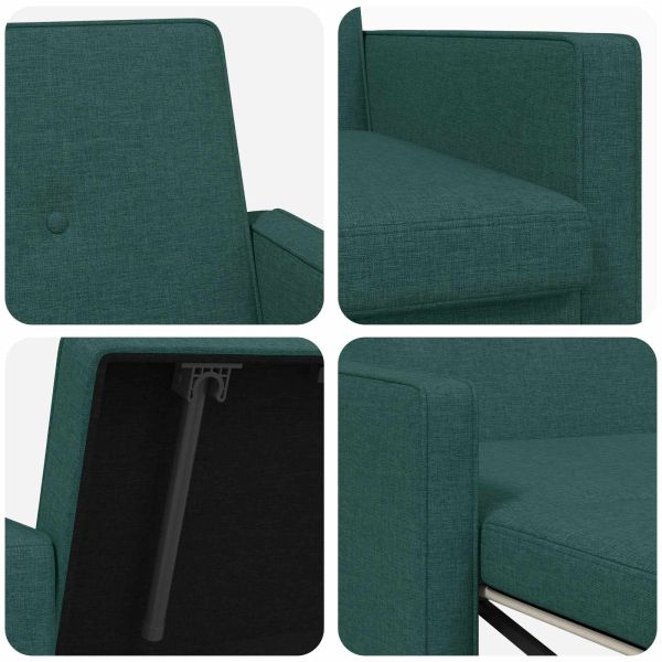 Разтегателен диван с матрак Тъмнозелено Текстил