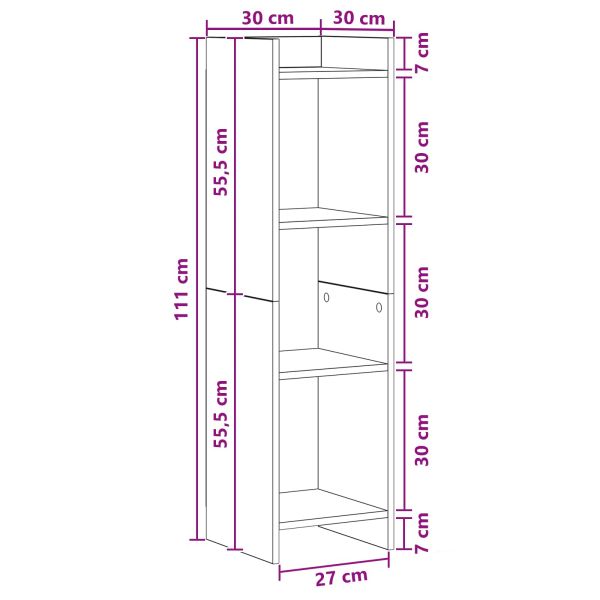 Библиотека Бетоново сиво 30 x 30 x 111 см Инженерна дървесина