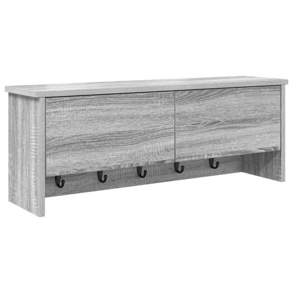 Стенен закачалка за палта с рафт Сив Сонома 80 x 20 x 30 cm