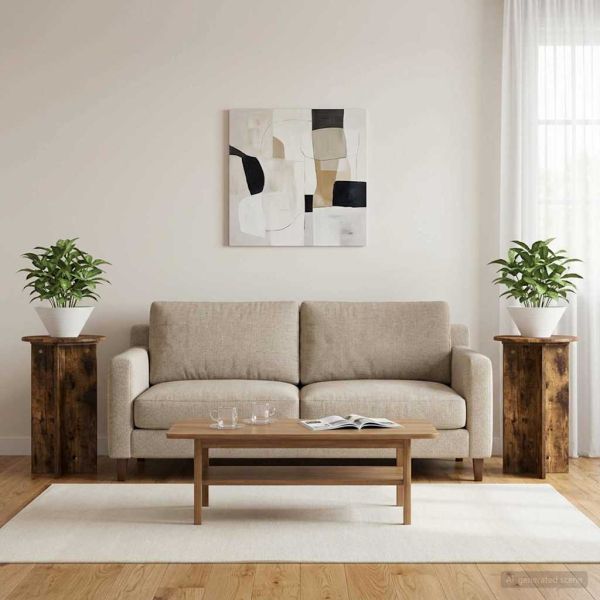 Стойка за растения 2 pcs Опушен дъб Ø40 x 60 см
