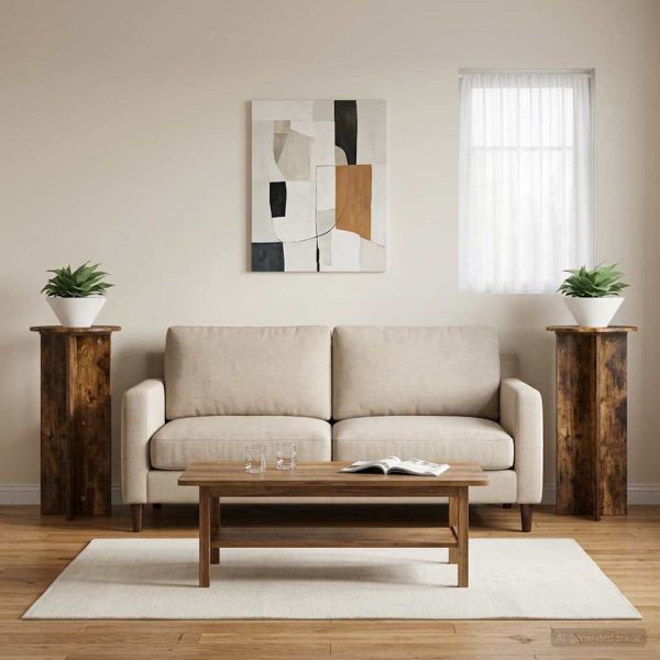 Стойка за растения 2 pcs Опушен дъб 40 x 40 x 80 cm