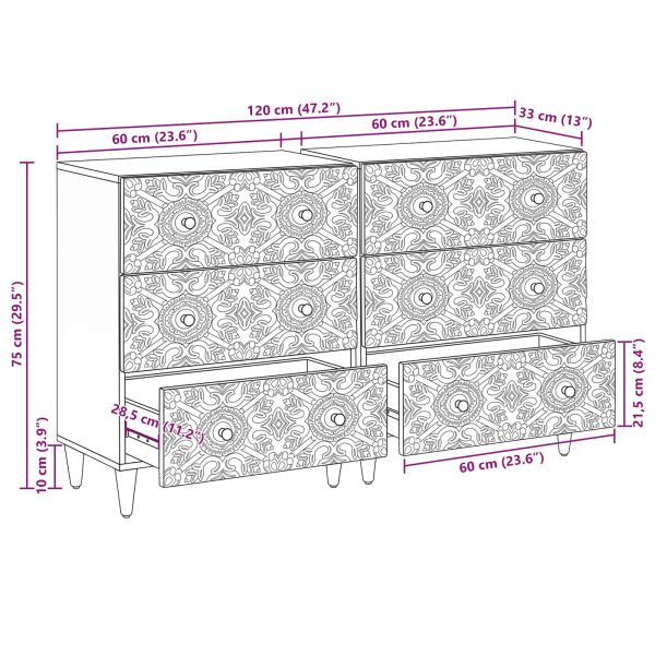 Служебен шкаф 2 pcs Бяло 60 x 33,5 x 75 см