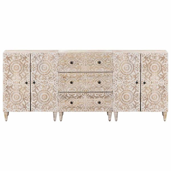 Служебен шкаф 3 pcs Бяло 60 x 33,5 x 75 см