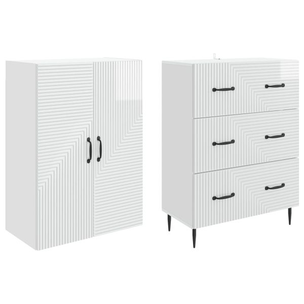 Комплект шкафове 2 pcs Бял гланц 66 x 34,5 x 90 см