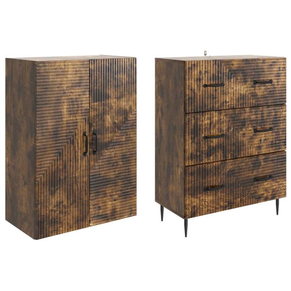 Комплект шкафове 2 pcs Опушен дъб 66 x 34,5 x 90 см