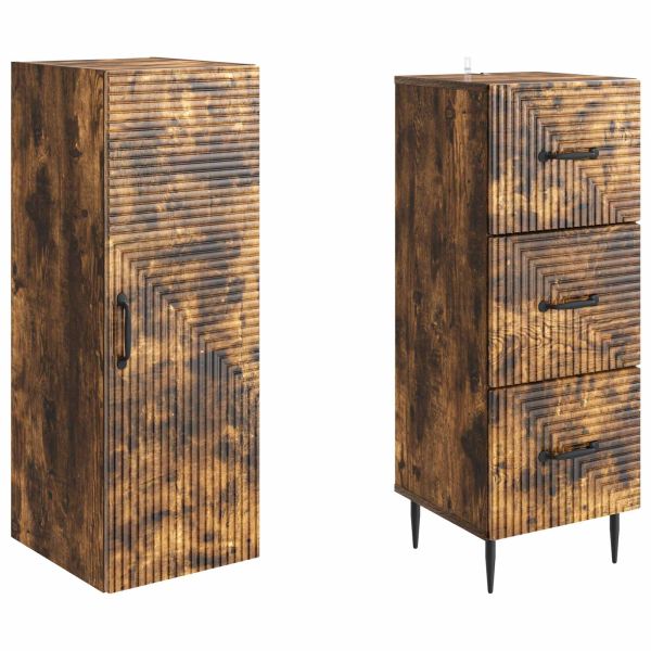 Комплект шкафове 2 pcs Опушен дъб 33 x 34,5 x 90 см