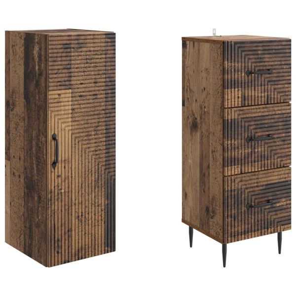 Комплект шкафове 2 pcs Старо дърво 33 x 34,5 x 90 см