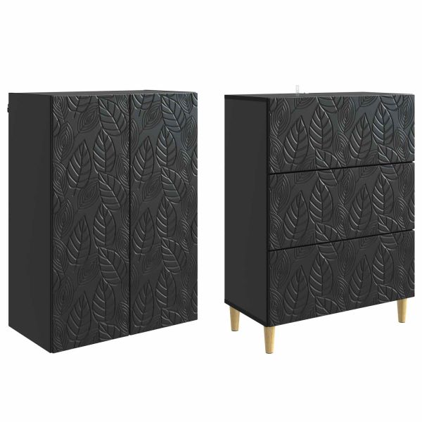 Комплект шкафове 2 pcs Черно 66 x 34,5 x 90 см
