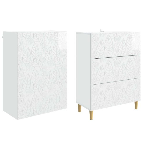 Комплект шкафове 2 pcs Бял гланц 66 x 34,5 x 90 см