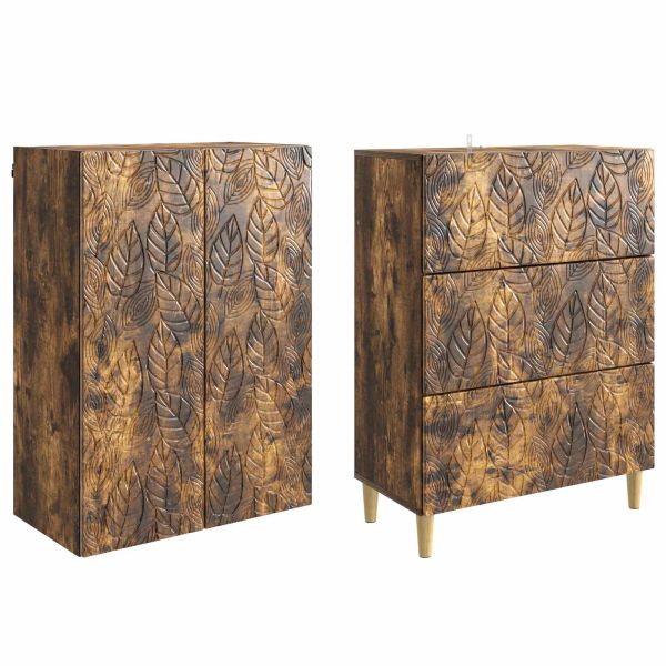 Комплект шкафове 2 pcs Опушен дъб 66 x 34,5 x 90 см