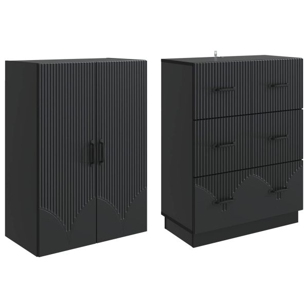 Комплект шкафове 2 pcs Черно 66 x 34,5 x 87 см