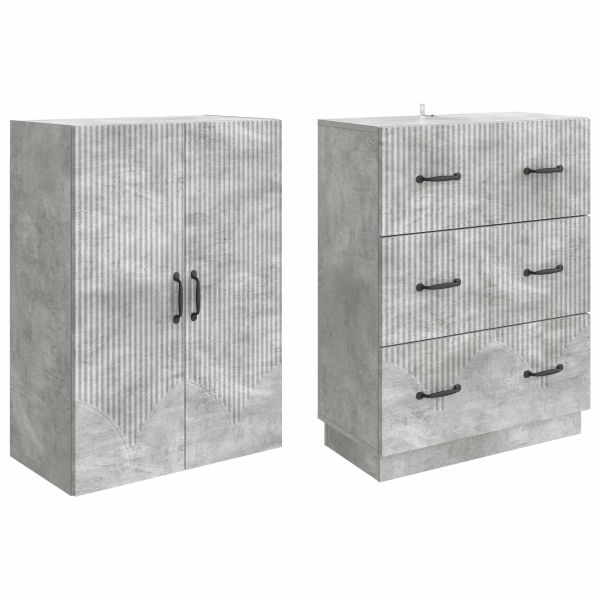 Комплект шкафове 2 pcs Бетонно сиво 66 x 34,5 x 87 см