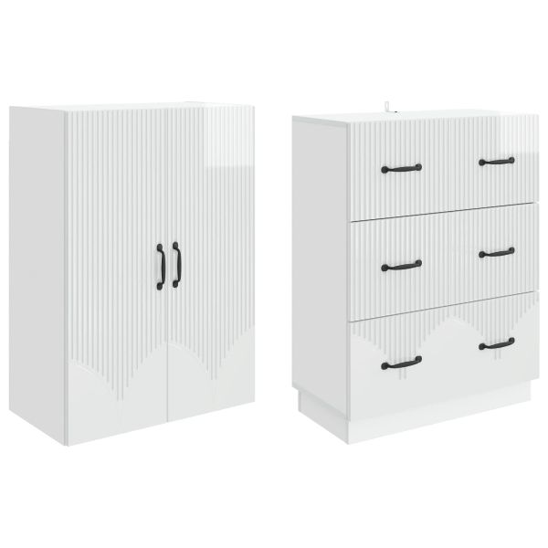 Комплект шкафове 2 pcs Бял гланц 66 x 34,5 x 87 см