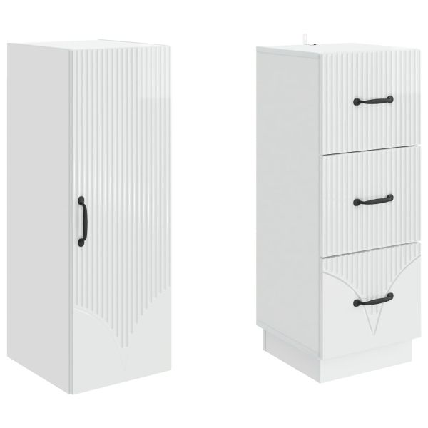 Комплект шкафове 2 pcs Бял гланц 33 x 34,5 x 87 см
