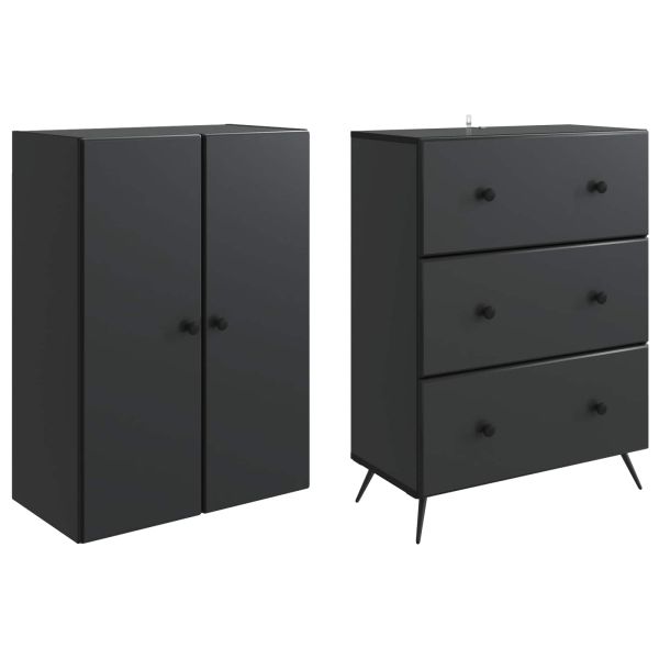 Комплект шкафове 2 pcs Черно 66 x 34,5 x 90 см