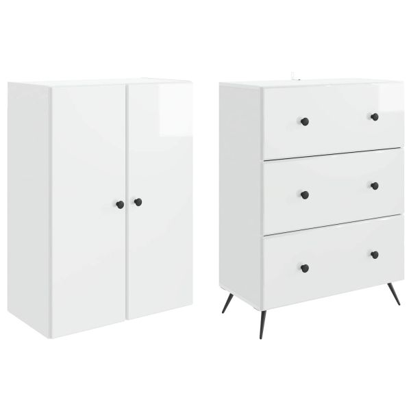 Комплект шкафове 2 pcs Бял гланц 66 x 34,5 x 90 см