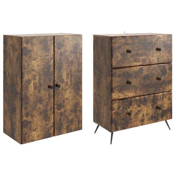 Комплект шкафове 2 pcs Опушен дъб 66 x 34,5 x 90 см
