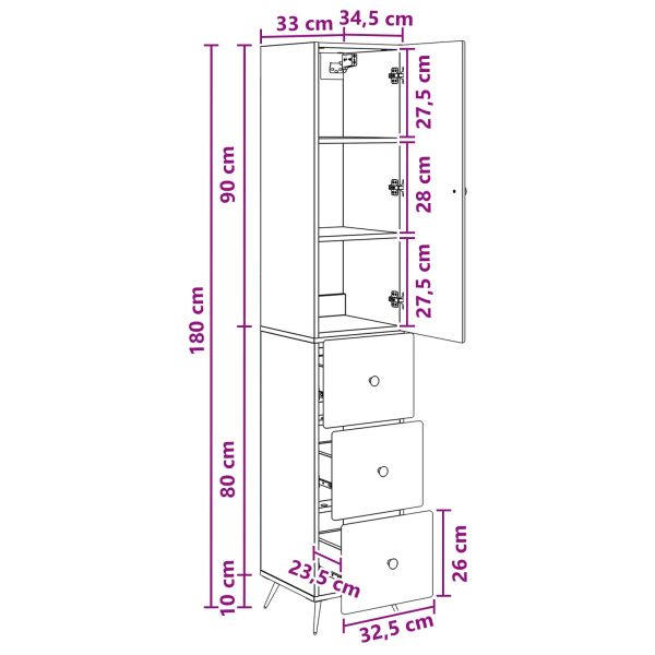 Комплект шкафове 2 pcs Бетонно сиво 34,5 x 34,5 x 90 см
