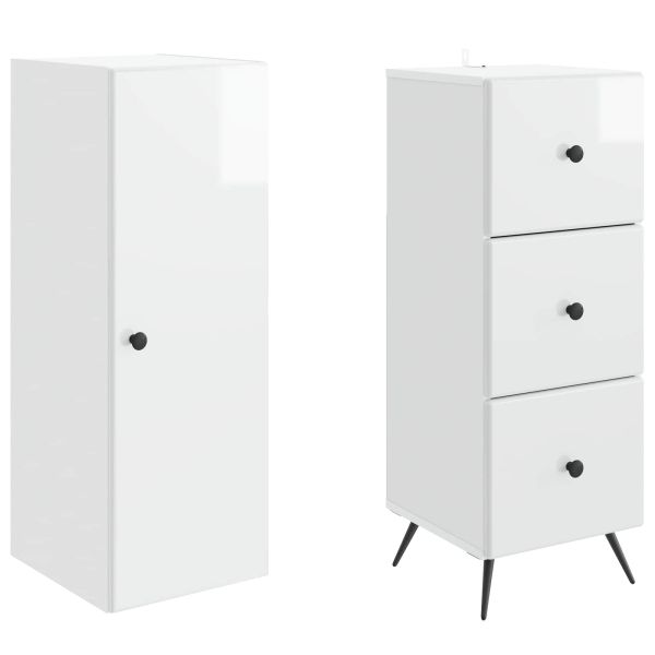 Комплект шкафове 2 pcs Бял гланц 34,5 x 34,5 x 90 см