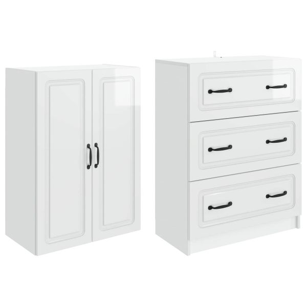 Комплект шкафове 2 pcs Бял гланц 66 x 34,5 x 87 см