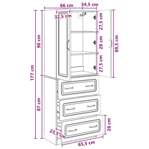 Комплект шкафове 2 pcs Бял гланц 66 x 34,5 x 87 см