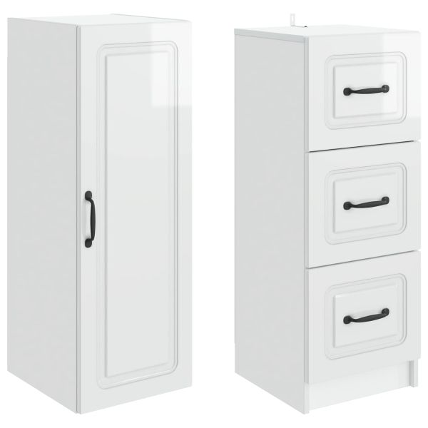 Комплект шкафове 2 pcs Бял гланц 33 x 34,5 x 87 см