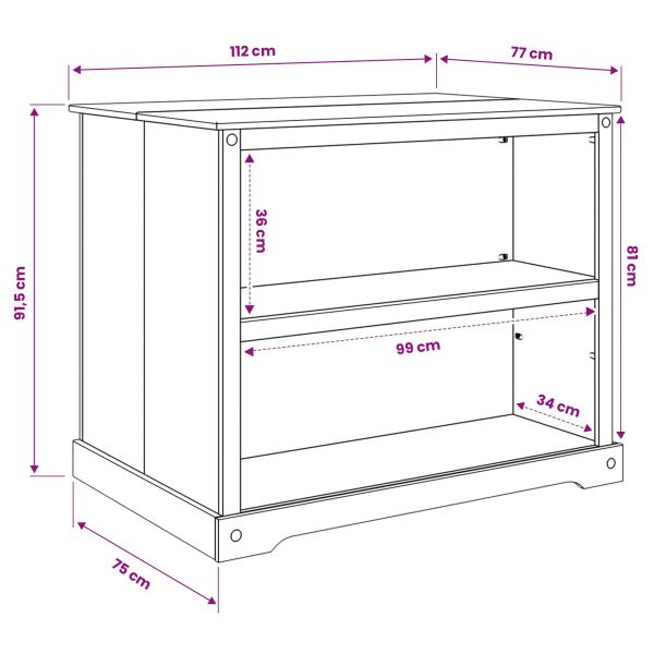 Кухненска количка 2 pcs Бяло и восък от мед 112 x 77 x 91,5 см