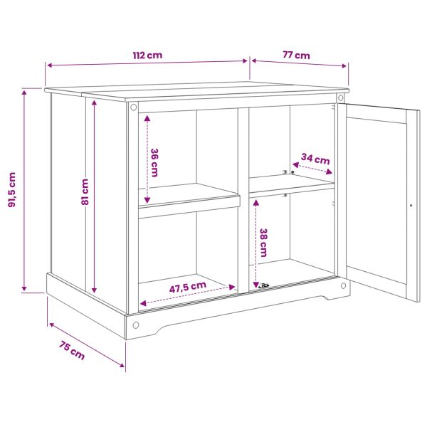 Кухненска количка с рафт 2 pcs Пчелен восък 112 x 77 x 91,5 см