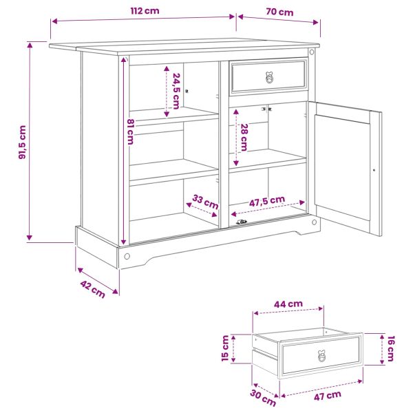 Кухненска количка с врата 2 pcs Пчелен восък 112 x 70 x 91,5 см