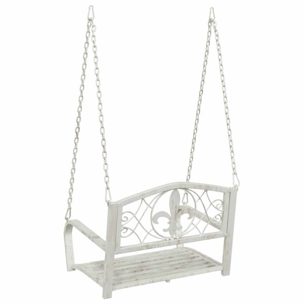 Лавица с люлка Стомана 71,5 x 59 x 55 см Антично бяло