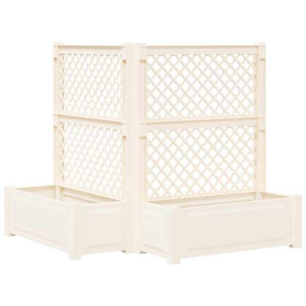 Голяма саксия с решетка 2 pcs Бяло 143 x 143 x 133,5 см ПП