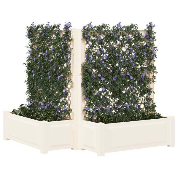 Голяма саксия с решетка 2 pcs Бяло 143 x 143 x 133,5 см ПП