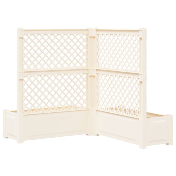 Голяма саксия с решетка 2 pcs Бяло 143 x 143 x 133,5 см ПП