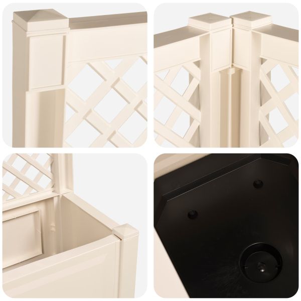 Голяма саксия с решетка 2 pcs Бяло 143 x 143 x 133,5 см ПП