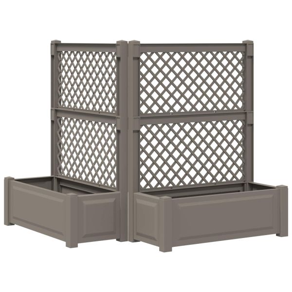 Голяма саксия с решетка 2 pcs Сиво 143 x 143 x 133,5 см ПП