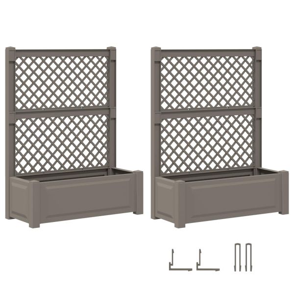 Голяма саксия с решетка 2 pcs Сиво 143 x 143 x 133,5 см ПП
