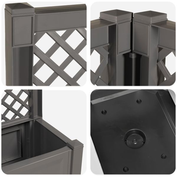 Голяма саксия с решетка 2 pcs Сиво 143 x 143 x 133,5 см ПП
