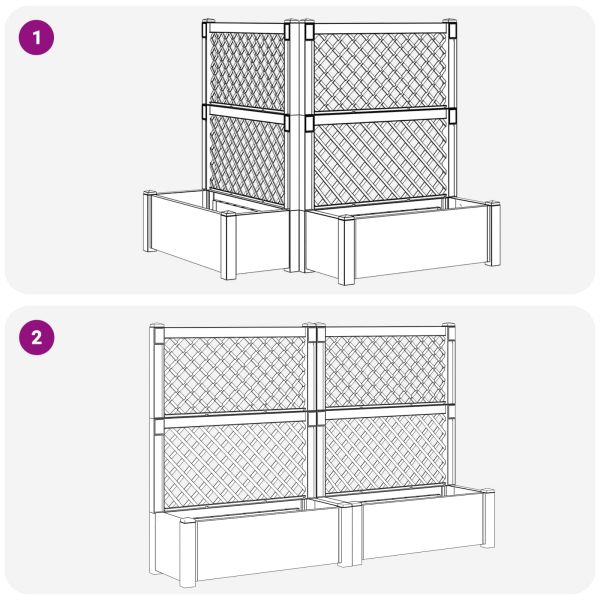 Голяма саксия с решетка 2 pcs Сиво 143 x 143 x 133,5 см ПП