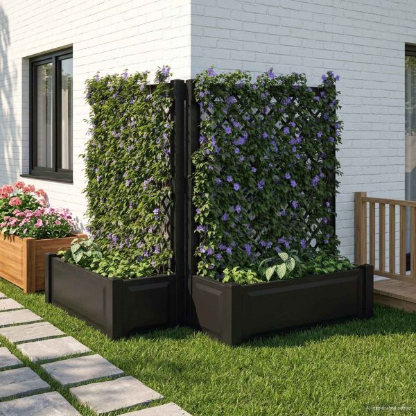 Голяма саксия с решетка 2 pcs Антрацит 143 x 143 x 133,5 см ПП