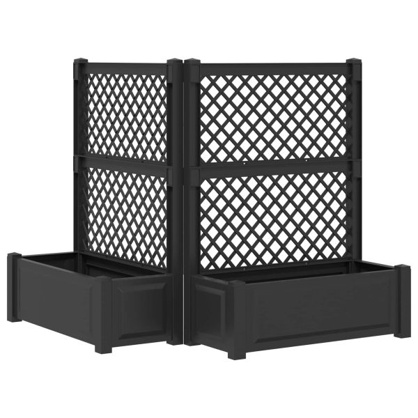 Голяма саксия с решетка 2 pcs Антрацит 143 x 143 x 133,5 см ПП